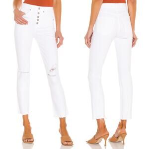 Veronica Beard Ryleigh Slim Straight Jeans White Raw Hem Cropped SZ 28